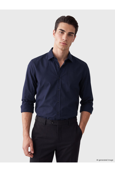 LC Waikiki Cămașă bărbătească din poplin, croială slim fit