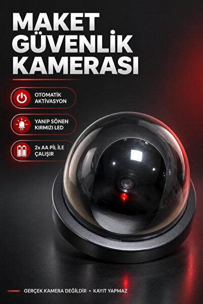 indirimsevinci Sahte CCTV Güvenlik Kamerası Dome Kamera Maketi Kablosuz Yanıp...