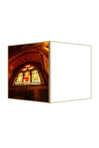 OEM Felicitare Aniversare Vitraliu Radiant, Design Elegant, 13.3x19.4cm Pliata