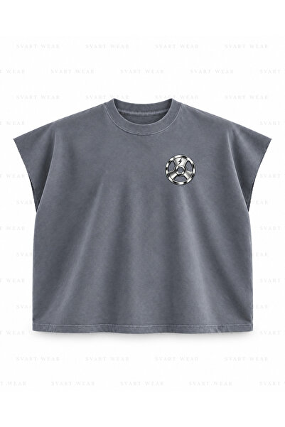 SVART WEAR Αμάνικο μπλουζάκι γυμναστικής με στάμπα Snake & Halter, σε φαρδιά ...