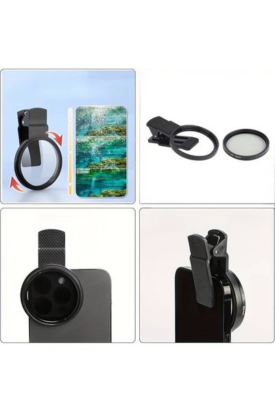 maetheus 52mm CPL Polarize Telefon Kamera Filtresi Klipsli Döner Yansıma ve Parlama Azaltıcı Lens