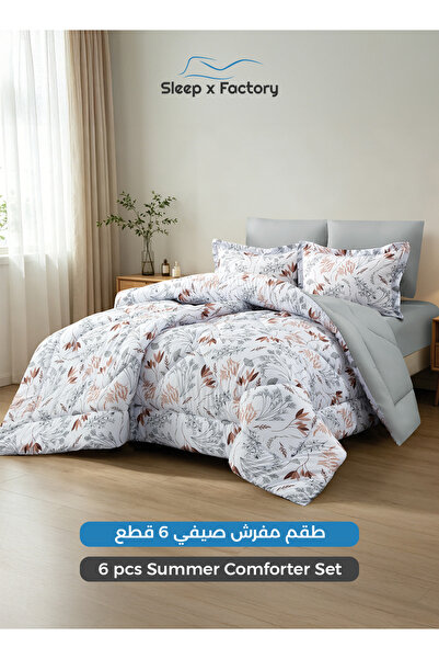 Sleep x Factory طقم لحاف من الألياف الدقيقة قابل للعكس مكون من 6 قطع 200×200 ...