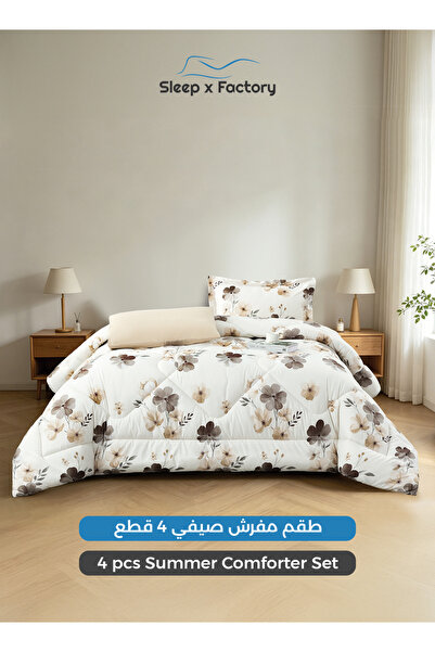Sleep x Factory 4-Piece Reversible Double Sided Microfiber Comforter Set 140x...