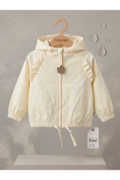 Caramell Baby Girl Raincoat Windbreaker with Ruffle Detail, 100% Cotton Inner...