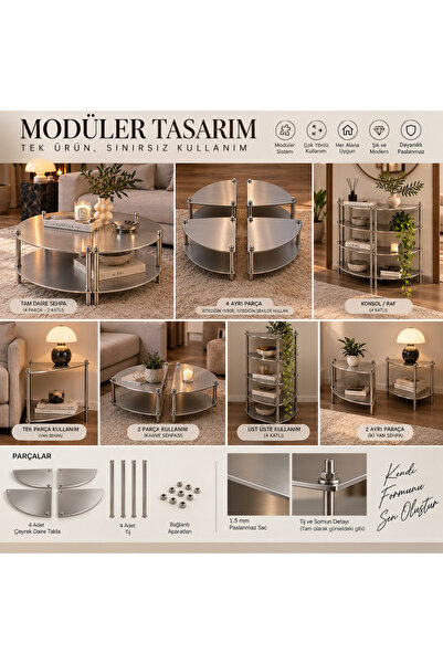 Store Modüler Krom Orta Sehpa ve Raf Sistemi