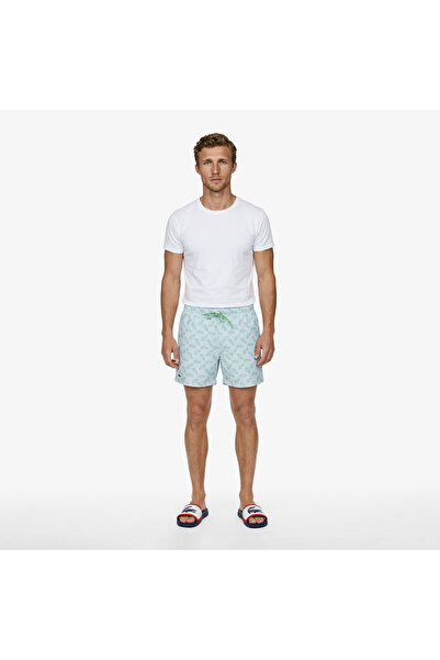 Lacoste Regular Fit Desenli Erkek Mavi Deniz Şortu