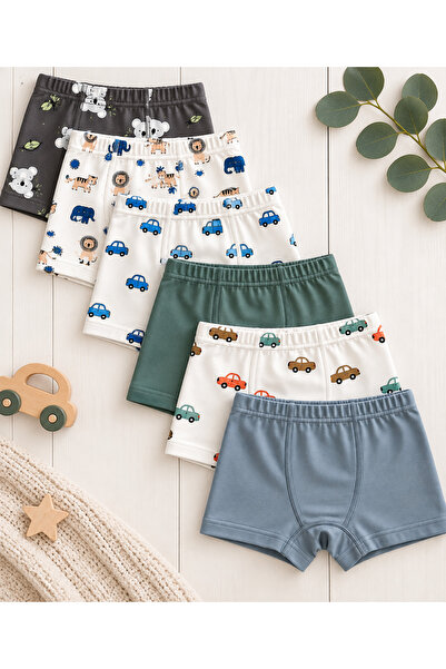 Panfilia %100 Pamuklu Erkek Çocuk Bebek Boxer Külot İç Çamaşır 6'lı Set