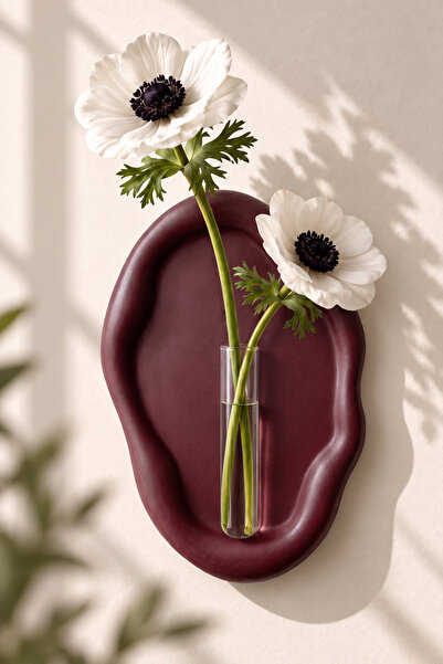 AHWALL Dalgalı Duvar Çiçekliği Cam Tüplü Dekoratif Duvar Vazosu Organik Form Duvar Süsü 24x16