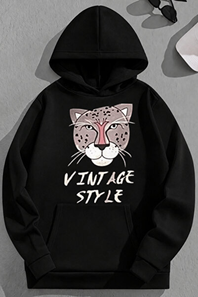 K KOZZ STYLE هوديي من القطن بثلاثة خيوط للجنسين باللون الأسود بتصميم كلاسيكي ...