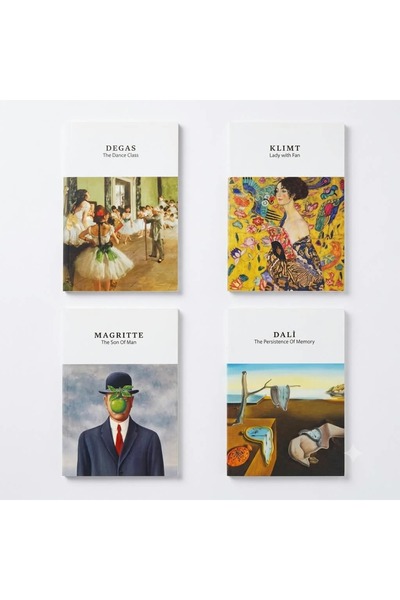 YLDZ Sanat Tarihi Serisi 4'lü Not Defteri Seti - Degas, Klimt, Magritte, Dali...