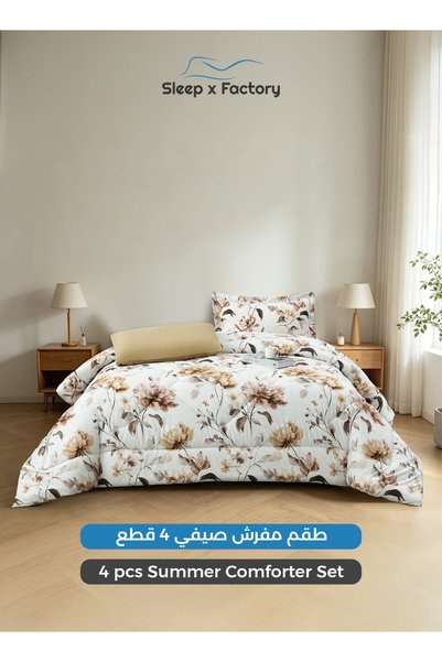 Sleep x Factory 4-Piece Reversible Double Sided Microfiber Comforter Set 140x...
