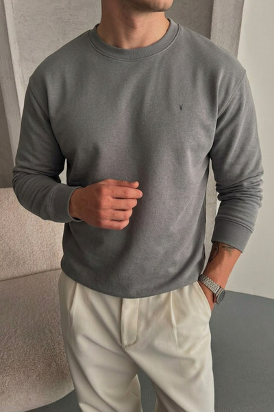 COMBİNE MİCHAİL Men's Loose Textured Flare Smoked Sweatshirt