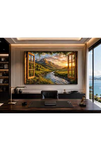 EMİLART DOĞAYA AÇILAN PENCERE MODERN MANZARA HD KALİTE KANVAS TABLO