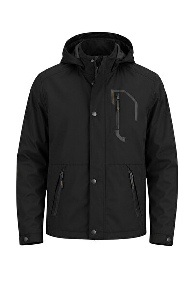 SİVAİST Erkek Siyah Softshell Kapüşonlu İç Cepli Su Ve Rüzgar Geçirmez Mevsim...