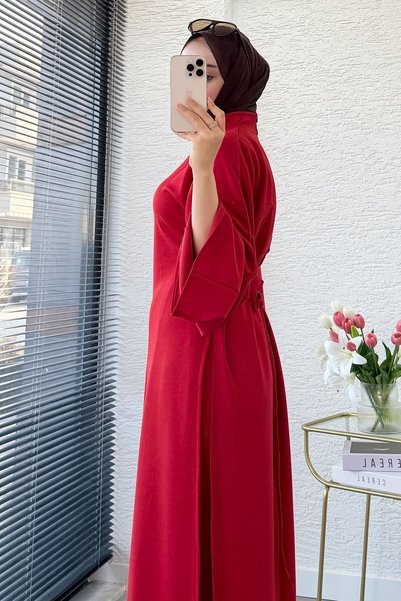 MELEK ARAZ Premium Slit Back Detailed Double Face Double Suit Set - Red