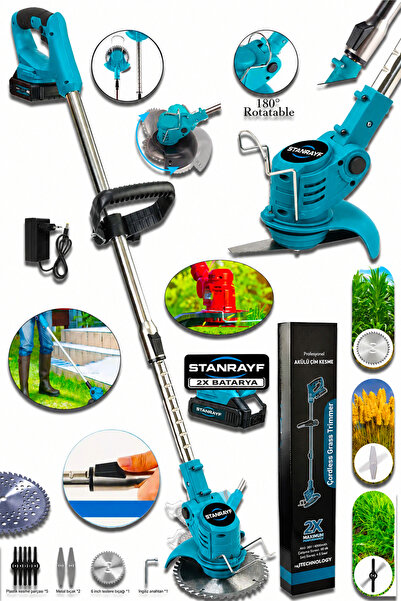 stanrayf Alman SMX 3600 RPM Çift Akülü Şarjlı Ot Çalı Çim Biçme Tırpan Makina...