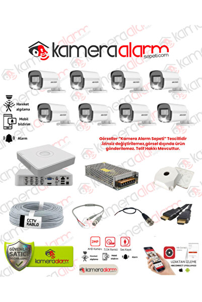 kamera alarm sepeti Hikvision 7/24 Sesli Ve Renkli AHD 8'Li Kamera Seti