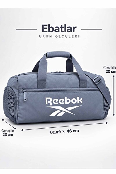 Reebok Unisex Gri Spor Çantası Ayakkabı Bölmeli Omuz Askılı Fitness Antrenman Çantası 46x23x20 cm