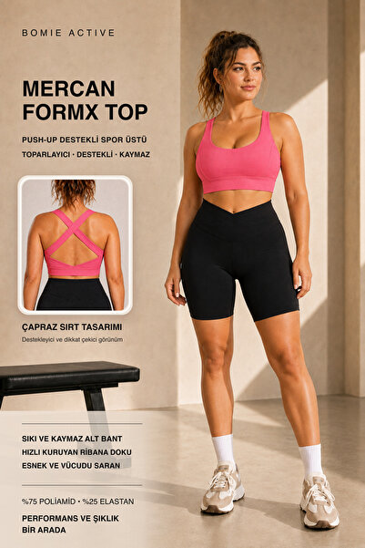 BOMIE ACTIVE FormX Top Push-Up Destekli Çapraz Sırt Kadın Spor Üstü