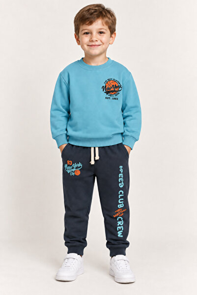 AHENGİM Boys' Basketball Printed 2-Piece Tracksuit Set Sweatshirt and Bottom ...