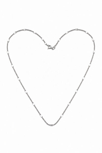 Sose Moda Patterned Brass Chain Necklace with Flat Spacer