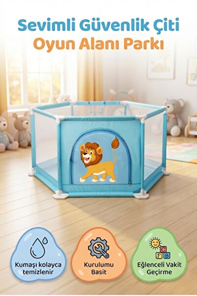 Tıfıl Toys Çocuk Güvenlik Çiti Top Havuzu Aslan Temalı Motor Becerisi Destekl...