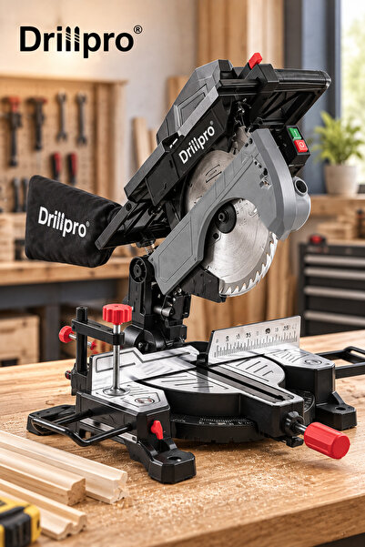 Drillpro Tam Profesyonel Gönye Kesme Kafa Kesme Testere Makinesi 2000w 255mm