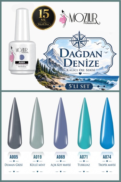 MOZIUR Dağdan Denize Kalıcı Oje Serisi 15ml Büyük Boy