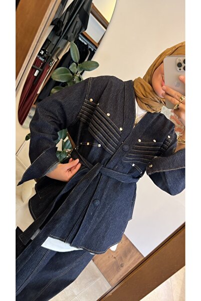 Ceremony Yakası önü nervürlü denim takım