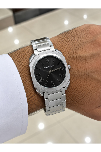 Generic Brand ساعة بلاك سيلفر الفاخرة LOOSTER TIME