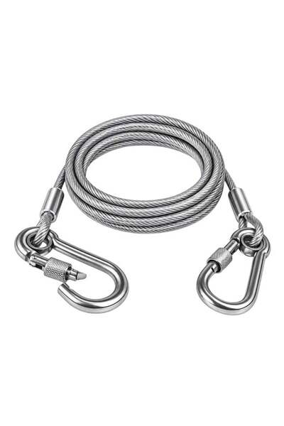 SUNUP SN-38106 حبل ربط للكلاب من الفولاذ بطول 2 متر مع كاربينا قابل للقفل ومغ...