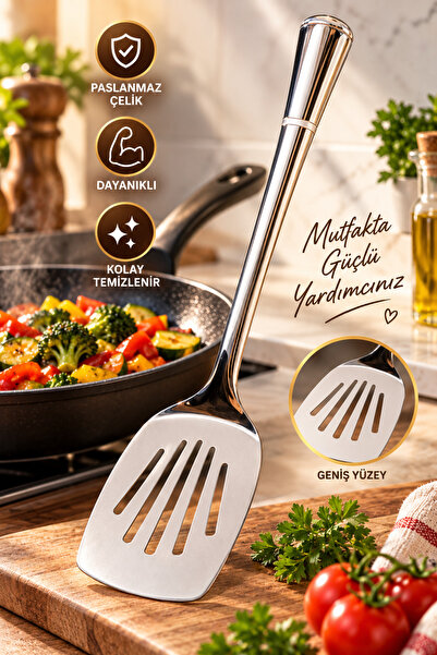 House Bird Stainless Steel Perforated Serving Spatula Wide Surface Ergonomic ...