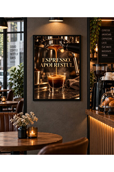 Miutic Print Studio Tablou decorativ pentru Coffee Shop „Espresso. Apoi restu...