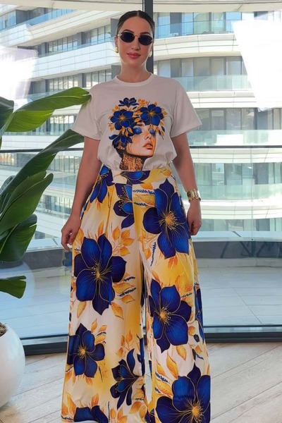 BRGCLOTHING مجموعة السراويل التي شيرت المطبوعة
