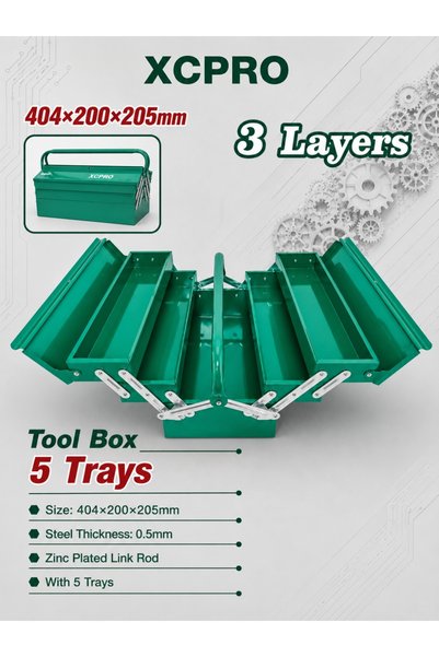 XCPRO Tool Box, Tool Organizer, Tool Storage Box - 404x200x205mm 3 Layers, 5 ...