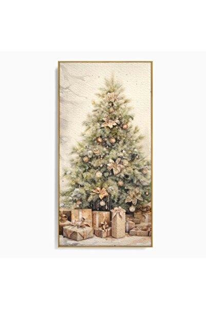 Luxcanva Tablou Canvas Daruri Sub Brad 70x140 cm cu Rama Auriu Copilarie Crac...