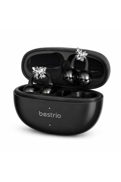Bestrio BC01 Open Wearable Stereo Earbuds Clip Bluetooth V6.0 Wireless Earbuds with Charging Case, Touch Control, Comfortable Open-Ear Design, Black/Pink