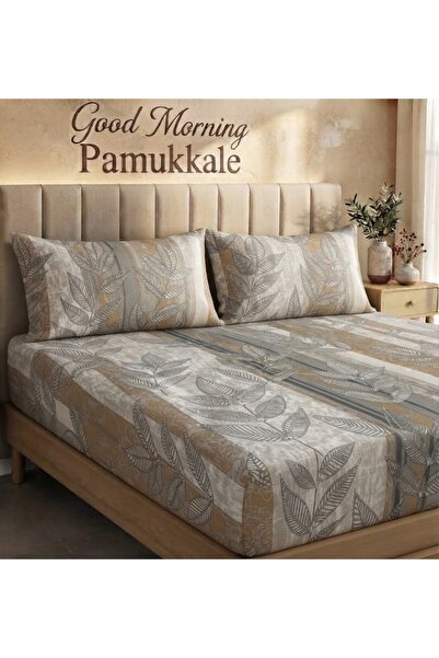 GOOD MORNİNG PAMUKKALE Πολυτελές σετ σεντόνια από βαμβάκι με σχέδιο χρυσού φύ...