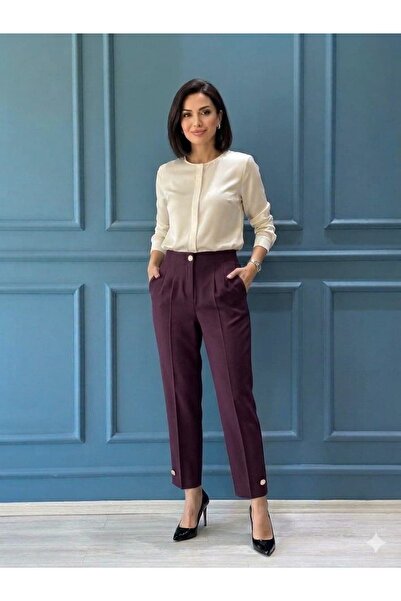 Sentez 5566 Paradise Button Detail Pants Mulberry