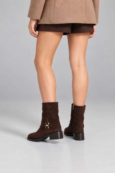 Bestello Laceless Zippered Genuine Leather Casual Boots 340-5203 Women's Boots