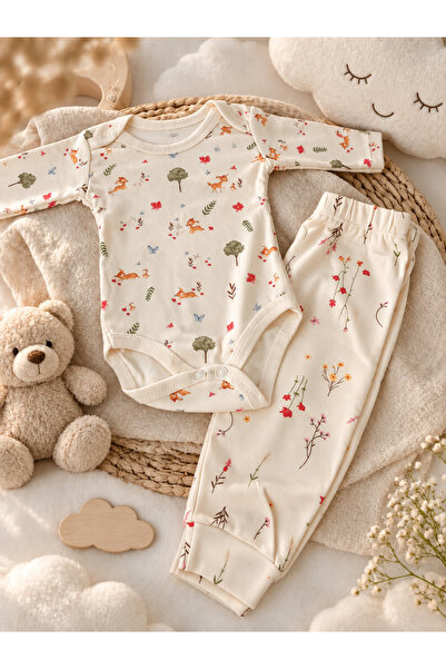 BABY TOO TEXTİLE Bulut Anne- Long-Sleeved Snap-On Bodysuit and Bottoms, 100% ...