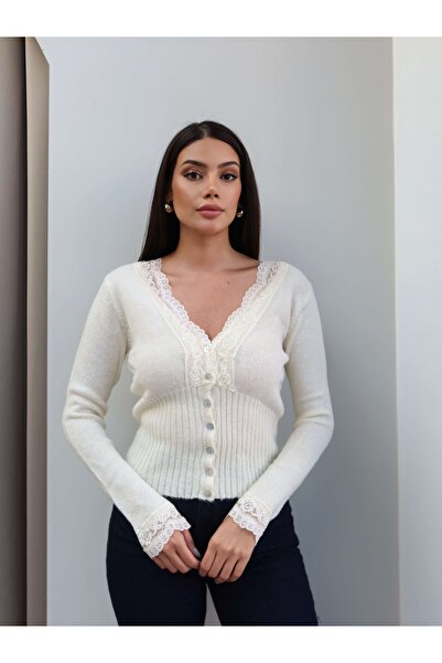 ESRAHELVACI V-Neck Lace Knitwear Cardigan