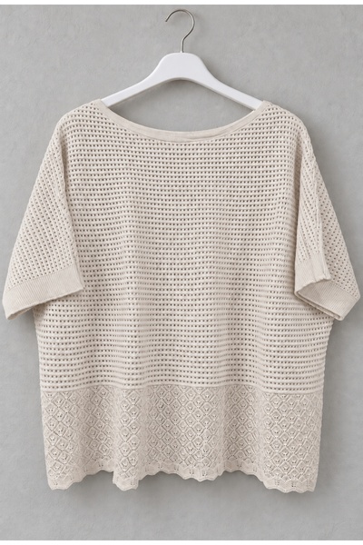MARWARİ OTANTİK BUTİK Women's Openwork Knitwear Blouse / Sweater Oversize Standard Size