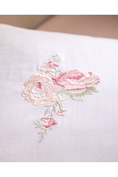 Madame Coco Set de 2 fețe de pernă brodate Novelle, 100% bumbac - Alb