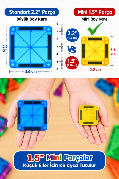 TUENGİ STORE 64 Pieces Magnetic Building Blocks Car Themed Educational Magnetic Building Toy 3.75 cm