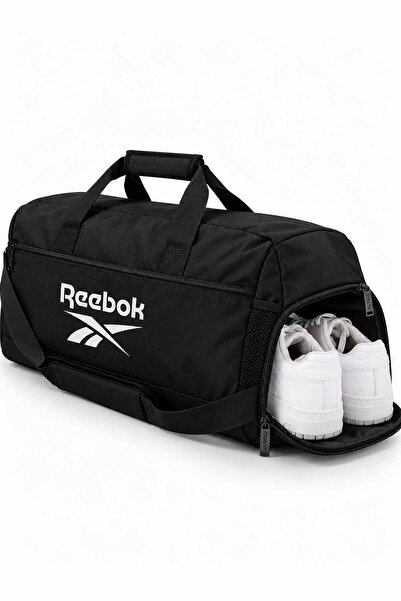 Reebok Unisex Black Sports Bag with Shoe Compartment and Shoulder Strap Fitne...