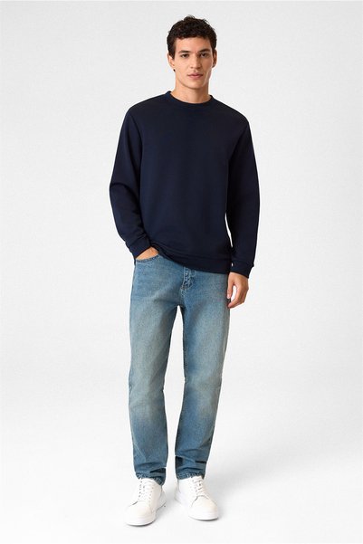 Back And Bond Crew Neck Navy Blue Sweatshirt