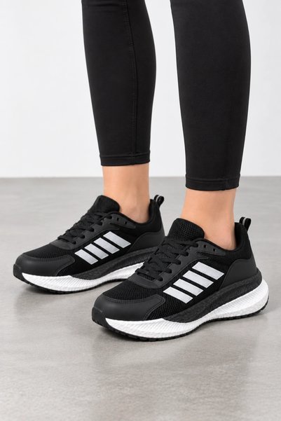HT HOTİN Void Women's Lace-Up Casual Sneaker Sports Shoes - Black