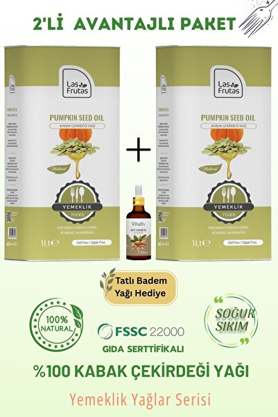 Las Frutas Yemeklik Kabak Çekirdeği Yağı 1 Litre 2'li