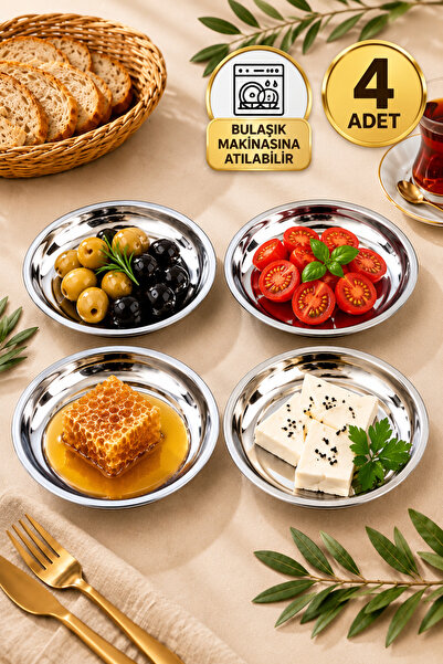 CHANCE GİFT Paslanmaz Çok Amaçlı Yuvarlak Kahvaltılık Meze ve Çerezlik Seti |...
